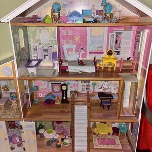 Deluxe Wooden Dollhouse with Furniture